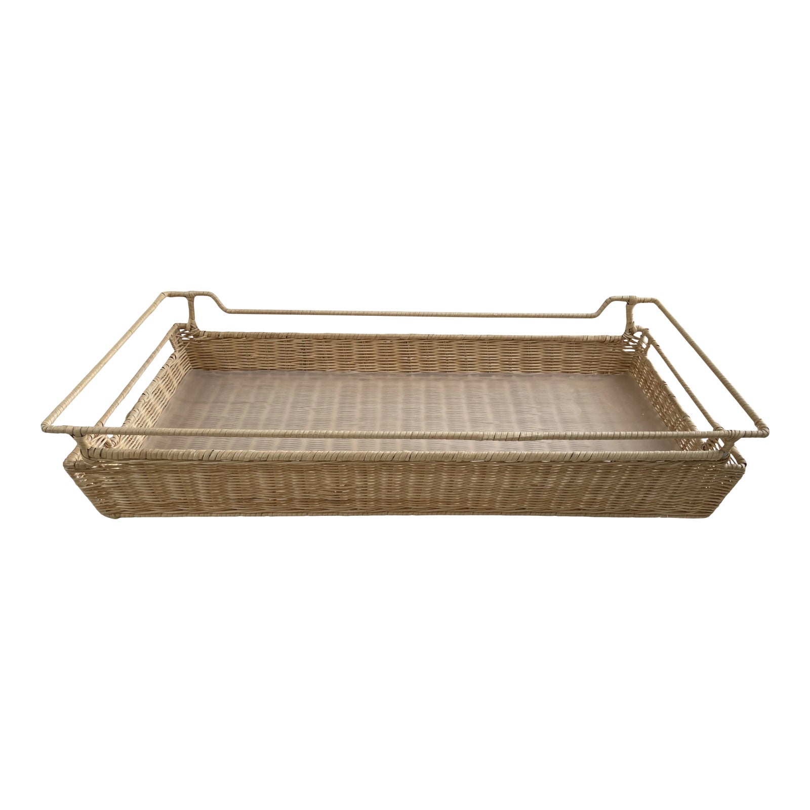 Vintage Rectangle Wicker Basket W/Plastic Insert | Chairish