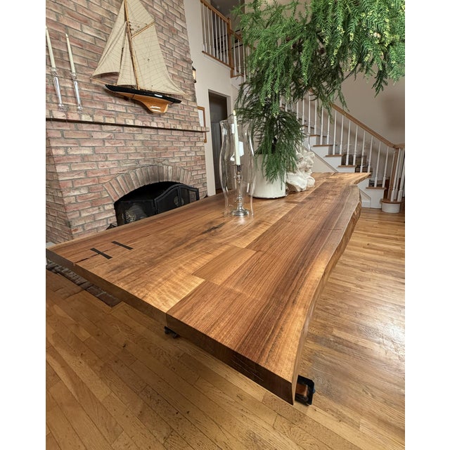 Custom Handcrafted Black Walnut Dining Table With Sculptural Pedestal Base For Sale - Image 15 of 18