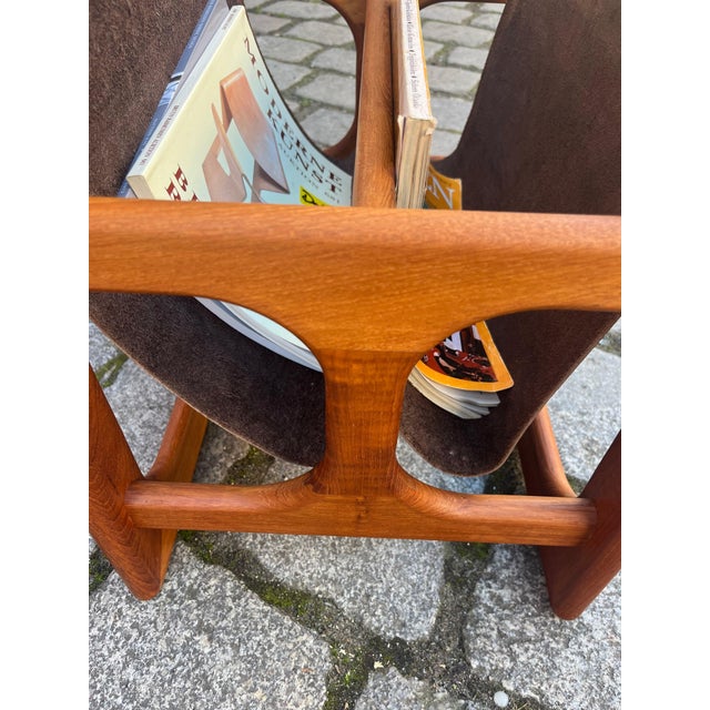 Newspaper Rack in Teak and Genuine Leather by Aksel Kjersgaard for Salin Møbler For Sale - Image 10 of 11