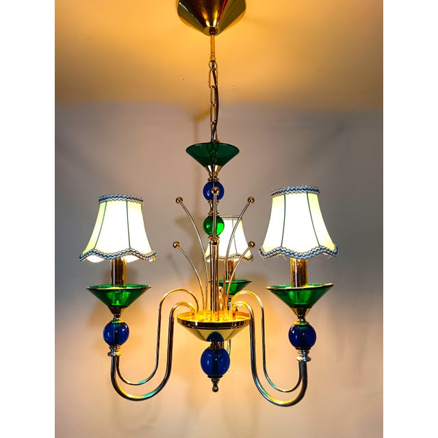 Blue Vintage Hollywood Regency Chandelier in Murano Glass from Seguso, 1980s For Sale - Image 8 of 16