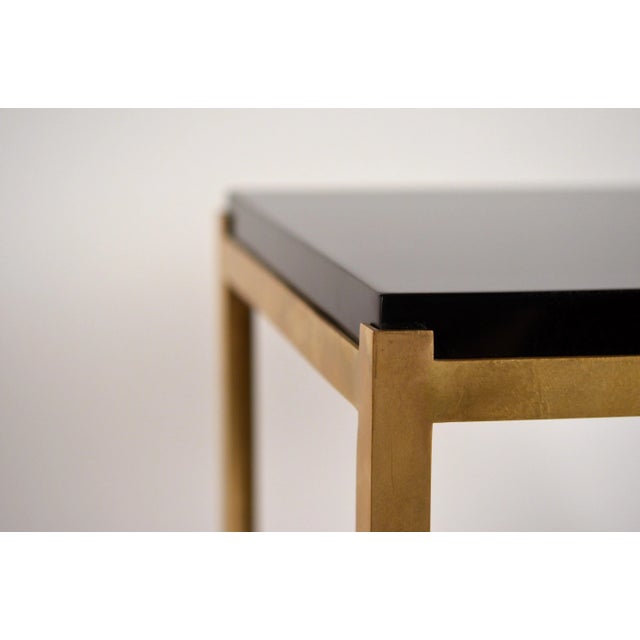 Wood Chic 'Caisson' Solid Brass and Black Lacquer End Tables by Design Frères - a Pair For Sale - Image 7 of 8