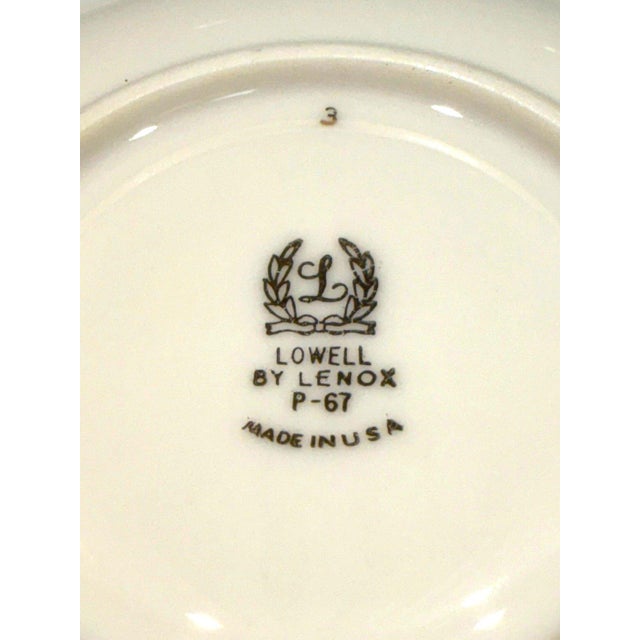 Ivory Vintage Lenox Lowell P-67 Gold Stamp Gold Encrusted Cup and Saucer-Set of 4 Usa For Sale - Image 8 of 11
