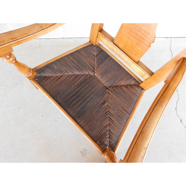 New England Style Figured Maple Lyre Back Arm Chair Attributed to William Savery For Sale - Image 4 of 17