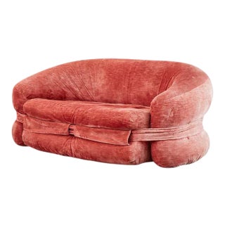 Mid-Century Modern Harvey Probber Burger Bun Pink Velvet Settee For Sale