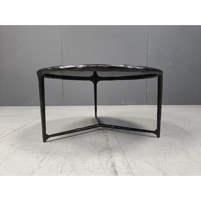 1970s Brutalist Round Sculpted Steel Coffee Table, 1970s For Sale - Image 5 of 13