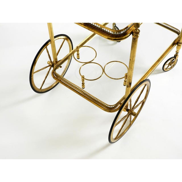 Neoclassical Brass Bar Cart with Glass Trays from Maison Jansen, 1960s For Sale - Image 17 of 18
