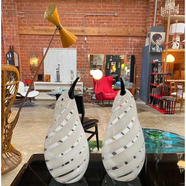 Glass 1980s Mazzega Murano Glass Penguin Italian Table Lamps - a Pair For Sale - Image 7 of 10