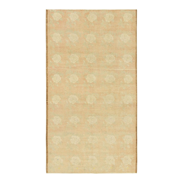 Vintage Zeki Müren Rug in Cream and Beige Floral Patterns, From Rug & Kilim For Sale
