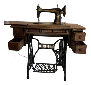 Antique Singer Sewing Machine in Cabinet
