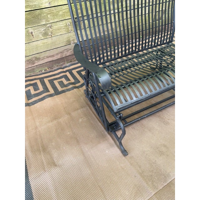 Black 1980s Woodard Style Wrought Iron Swinging Bench For Sale - Image 8 of 10