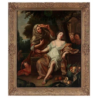 Circle of Caspar Netscher, Allegory, 1600s, Oil on Canvas For Sale