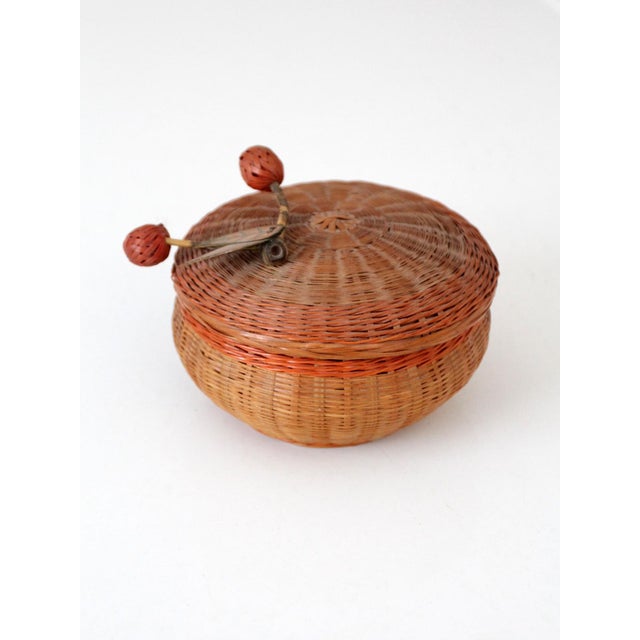 Vintage Chinese Lidded Basket With Swing Berry Finial For Sale - Image 12 of 14