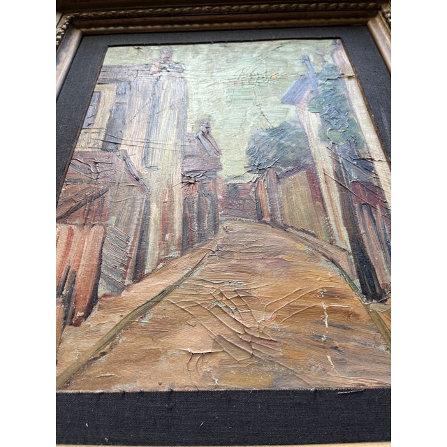 Brown Antique Original European Street Scene Painting For Sale - Image 8 of 11