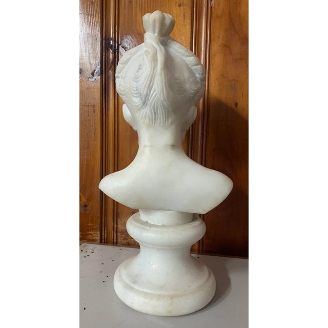Stone Antique Carved Marble Bust of a Young Girl For Sale - Image 7 of 12