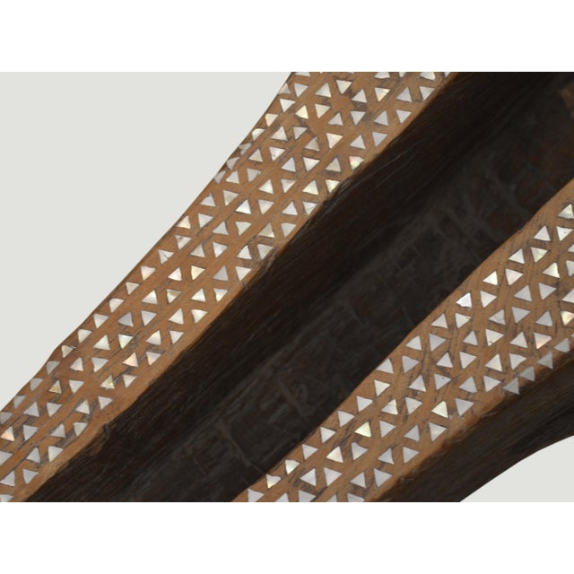 1900 - 1909 Antique Teak Wood and Shell Inlay Rice Container For Sale - Image 5 of 6