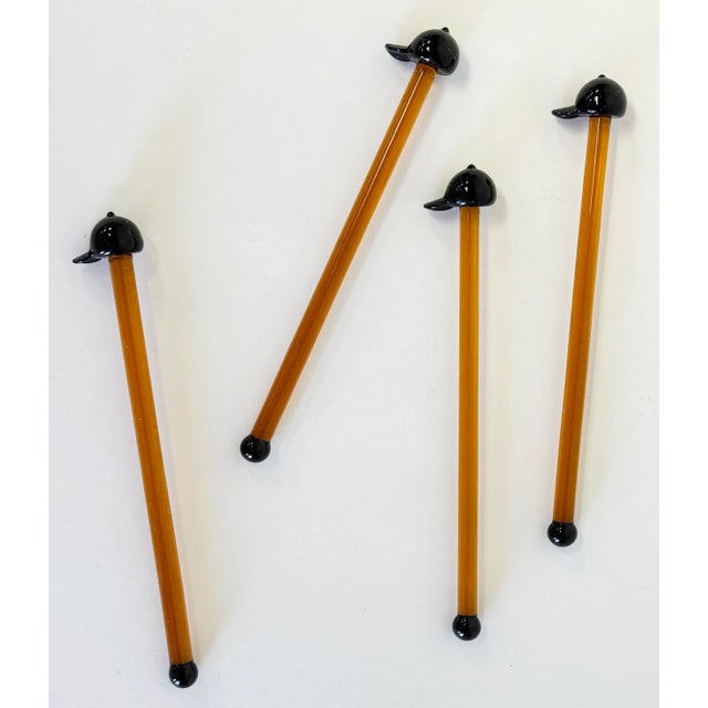 Brown Vintage Culver LTD Blown Glass Ball Cap Swizzle Sticks, S/4 For Sale - Image 8 of 8