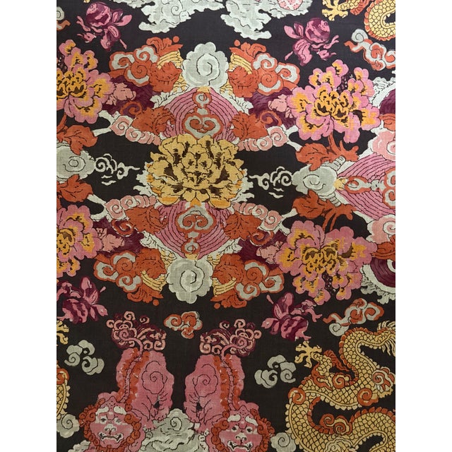Traditional Schumacher 178053 Magic Mountain Dragon Aubergine Linen Blend Fabric 3 Yards For Sale - Image 3 of 7