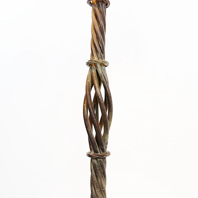 Vintage Brutalist Twisted Wrought Iron Floor Lamp, 1950s For Sale - Image 4 of 15
