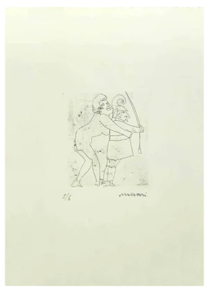 Mino Maccari, Seduction, Etching, Mid-20th Century