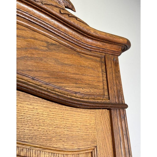 Antique French Carved Oak 2-Door Wardrobe For Sale - Image 12 of 14