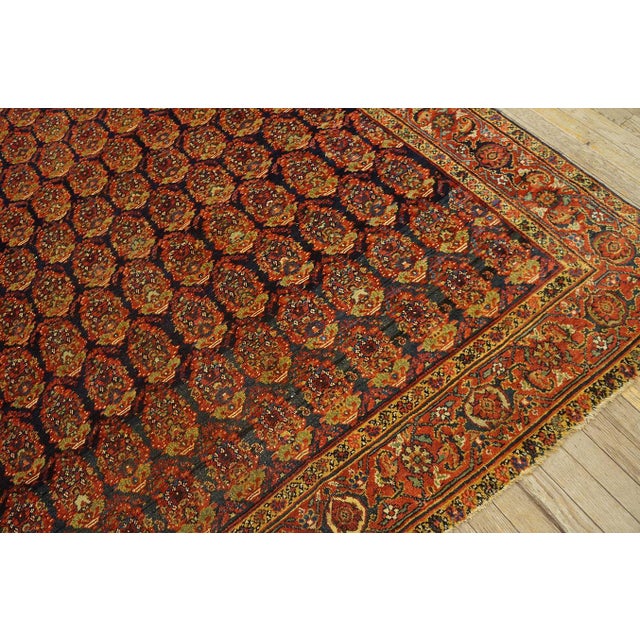 Mid 19th Century Extraordinary Black Background Color With Traditional Geometric Pattern Antique Persian Rug For Sale - Image 5 of 11