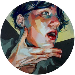Captured Moment 2 by Ale Casanova | Oil on panel Portrait of a woman with expressive features. For Sale