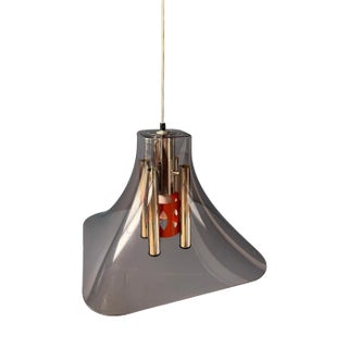 Space Age Hat Pendant Lamp with Acrylic Glass Shade and Chrome Inner Frame For Sale