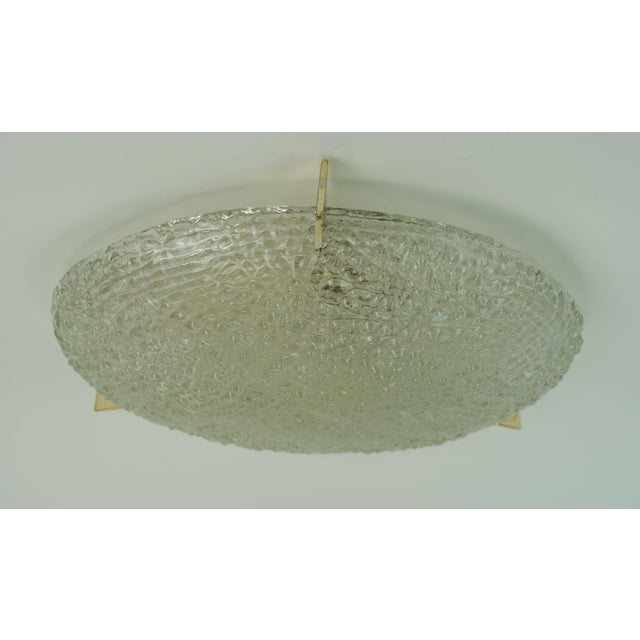Vintage ceiling fixture manufactured by Kaiser-Leuchten in the 1960s to 70s. The shade is made of thick glass with a...