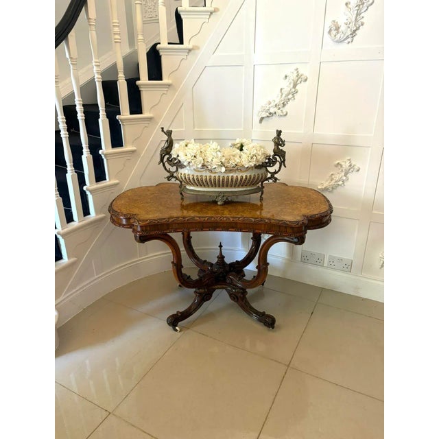 Antique Victorian Carved Burr Walnut Centre Table, 1850 For Sale - Image 6 of 14