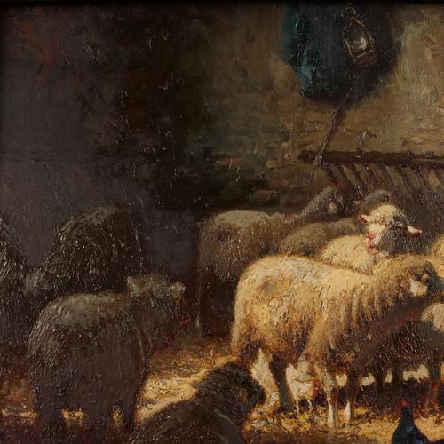 Charles Clair, The Sheepfold, 19th-20th Century, Oil Painting, Framed For Sale - Image 5 of 12