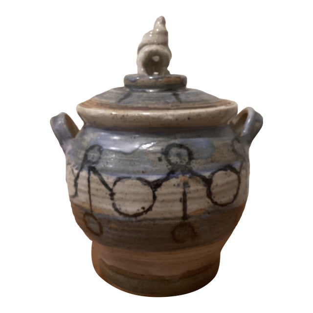 Vintage Studio Art Pottery Wheel-Thrown Glazed Casserole Dish/Tureen Signed by Artist For Sale