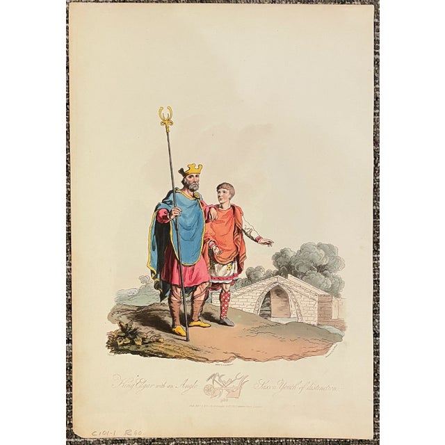Charles Hamilton Smith (1776-1859) "King Edgar with an Anglo Saxon Youth of Distinction" handcolored etching. Engraved by...