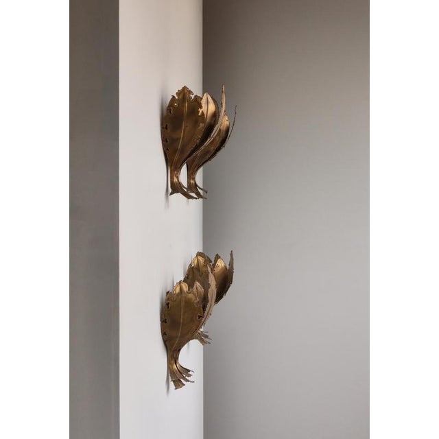 Danish Brutalist Wall Sconces in Flame Cut Brass from Holm Sørensen, 1960s, Set of 4 For Sale - Image 4 of 12