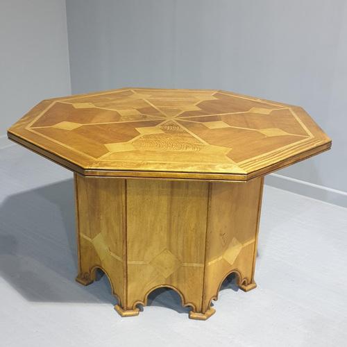 Dining Table in Marble and Inlaid Walnut For Sale - Image 5 of 5