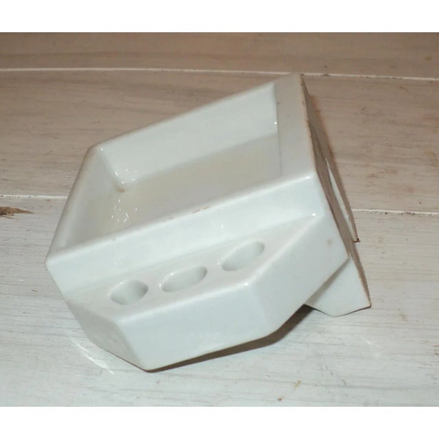 Early 20th Century Early 20th Century White Ceramic Soap Dish Shower Shelf Tooth Brush Tray For Sale - Image 5 of 7