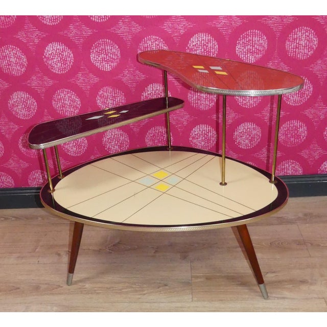 Large Flower Bench Cake Stand with Colorful Pattern, 1950s For Sale - Image 6 of 12