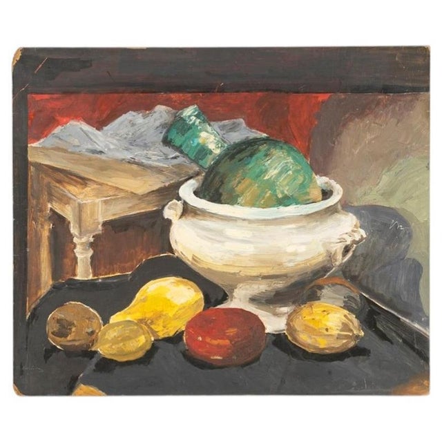 Still Life Composition, 20th Century, Oil Painting on Cardboard For Sale - Image 7 of 7