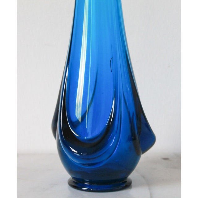 Vintage Viking Blue Drape Swung Tall Art Glass Vase For Sale In Milwaukee - Image 6 of 10