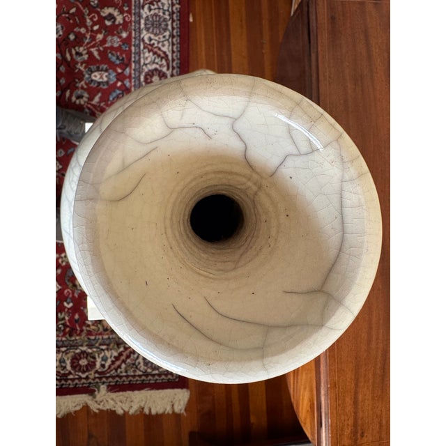 Large Signed Kerry Gonzalez Raku Pottery Vase With Crackle & Smoke Glaze, 22" For Sale - Image 12 of 12