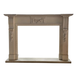Neoclassical Hand-Carved Marble Fireplace Mantle For Sale