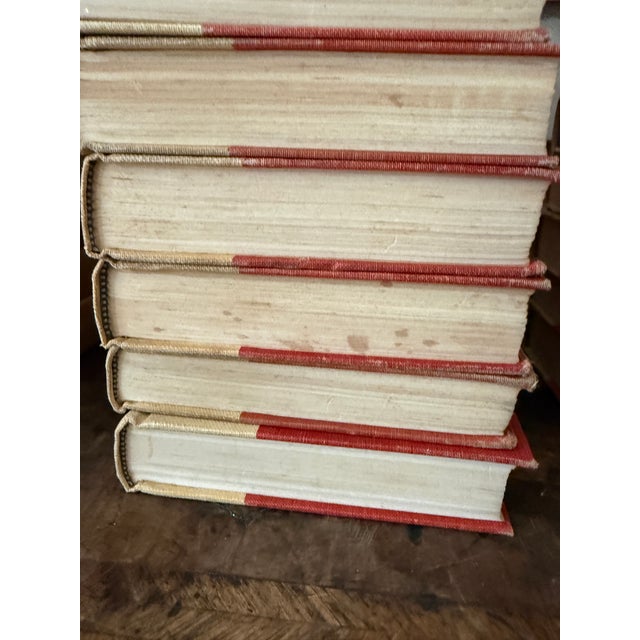 Mid-Century Set of 27 (Twenty Seven) Zane Grey Books Vintage Western Collection Tan Cloth Binding Red Blue Spine For Sale - Image 9 of 12