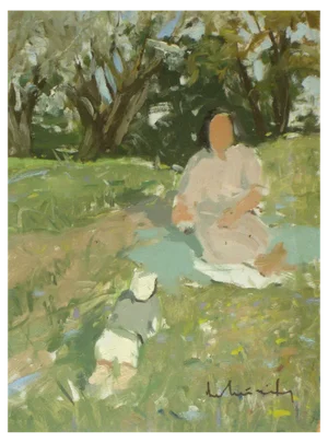Laimdots Murnieks, Lawn, Oil on Cardboard