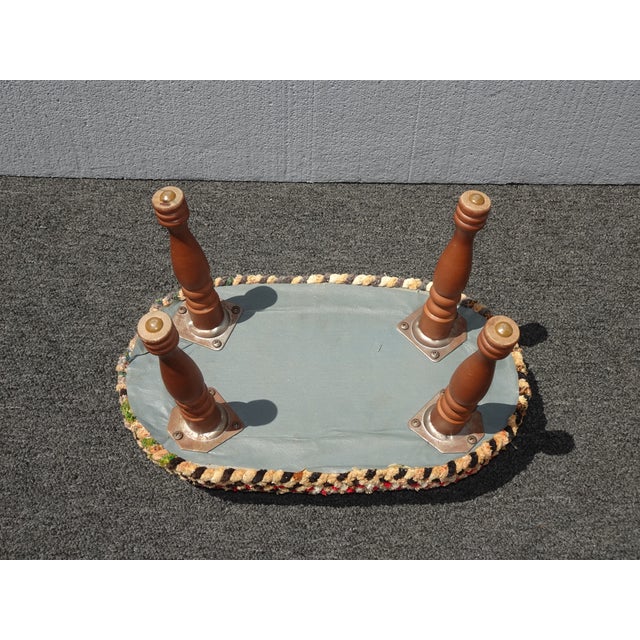 Vintage French Country Gold Multi-Colored Braided Footstool For Sale - Image 12 of 12