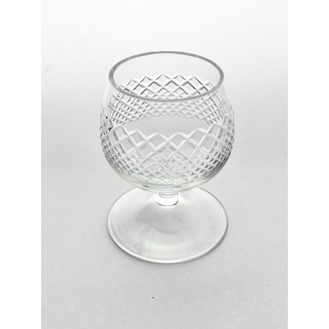 1950s 1950s AmericanMini Brandy Snifter Cognac Glasses, Criss-Cross Cuts - Set of 7 For Sale - Image 5 of 7