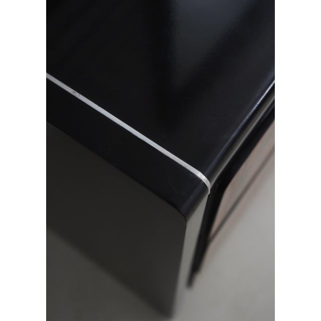 Wood John Stuart Mid-Century Modern Ebony Chrome and Wood Dresser With Mirror For Sale - Image 7 of 18