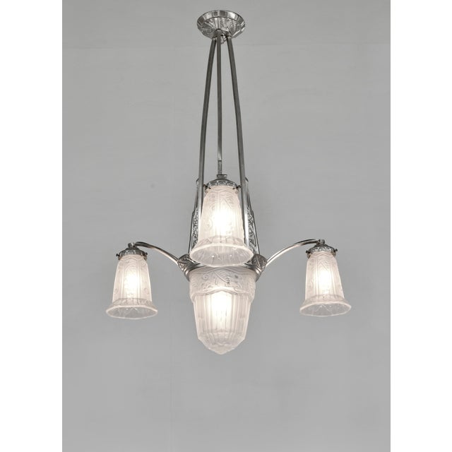 P. Maynadier French Art Deco Chandelier by Pierre Maynadier 1930 France For Sale - Image 4 of 14