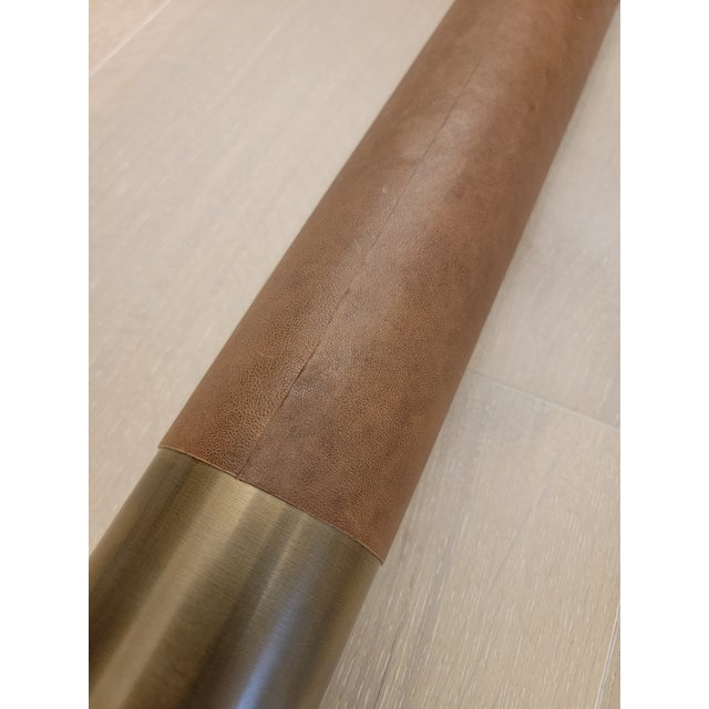 Apparatus Studio Cylinder Pendant Light in Aged Brass & Leather For Sale - Image 10 of 18