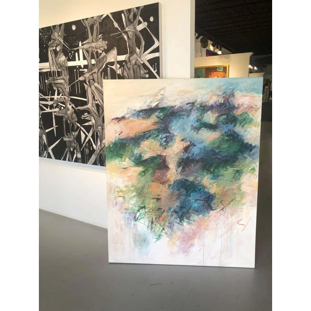 Green Mary Lou Siefker Acrylic Painting on Canvas Titled: Blue Crescendo For Sale - Image 8 of 9