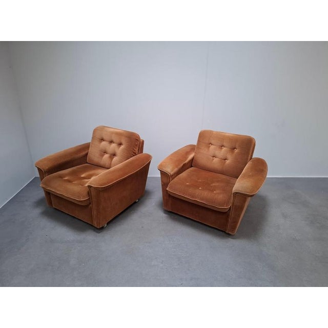 1970s Mid-Century Modern Czech Lounge Armchairs with Rolling Casters, 1970, Set of 2 For Sale - Image 5 of 18