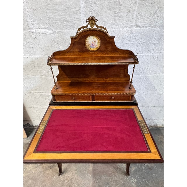 Wood French Louis XV Style Bonheur Du Jour Lady Desk For Sale - Image 7 of 12